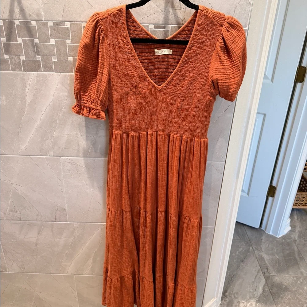 Christy Dawn Brooklyn Women's Terracotta Tiered Maxi Dress - Smocked Bodice - Picture 6 of 11
